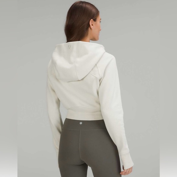 Lululemon Scuba Full Zip-Up Cropped Hoodie in Bone - Picture 2 of 11